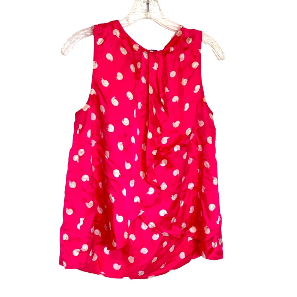 Anthropologie postage stamp 100% silk pink snail yank top size 2